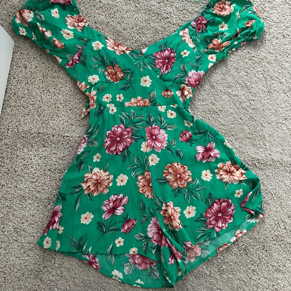 Ambiance Green Floral Romper